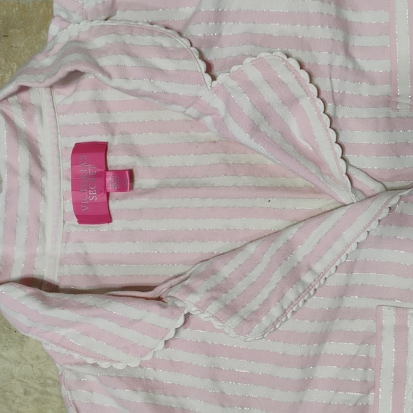 Victoria's Secret Pink and White Striped Pajama Top & Bottoms - Picture 2 of 12